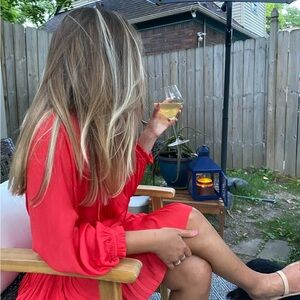 Red Flouncy Mini Dress